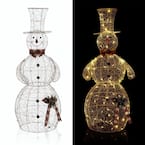 71 in. Gold Wire Holiday Decor Snowman with Warm White LED Lights Extra Large