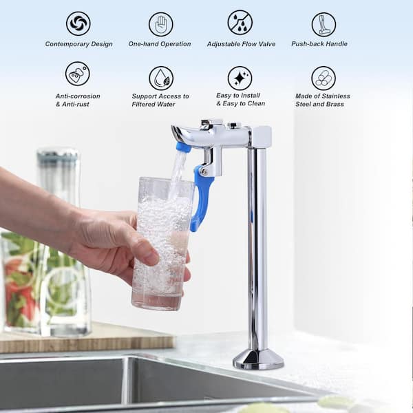 Brass 9 in. Commercial Deck Mounted Glass Filler Faucet, High Arc Glass Filling Faucet in Polished Chrome