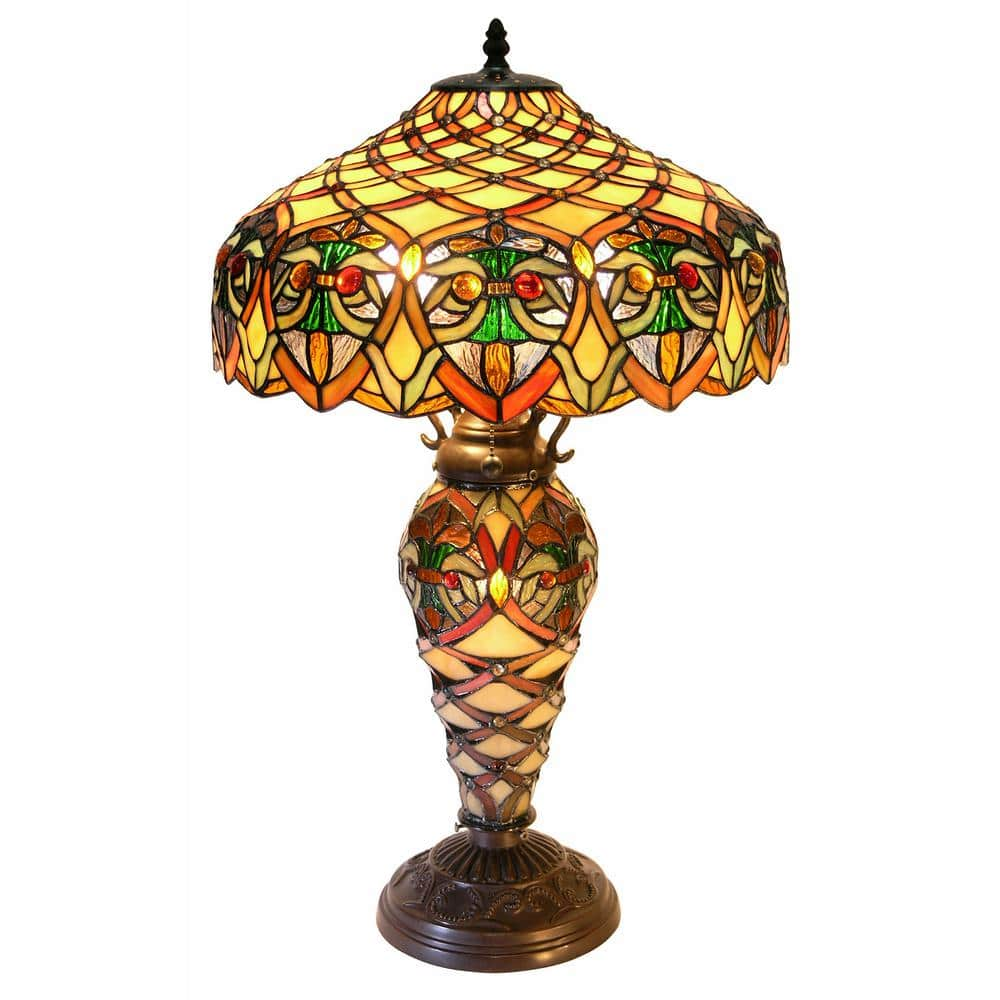 Warehouse of Tiffany 26 in. Arielle Multicolored Brown Table Lamp 3046# ...