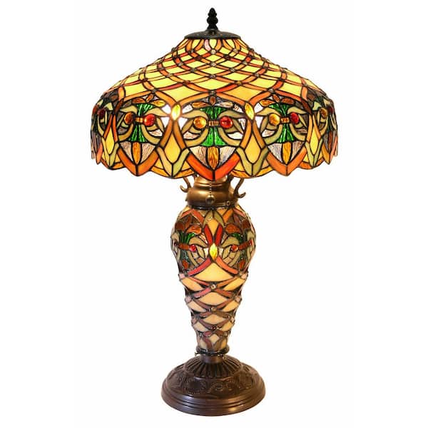 Warehouse of Tiffany 26 in. Arielle Multicolored Brown Table Lamp
