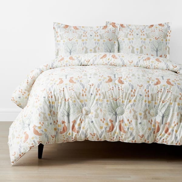 Company Kids Forest Animals Ivory Multi Organic Cotton Percale Twin/Twin XL Comforter Set