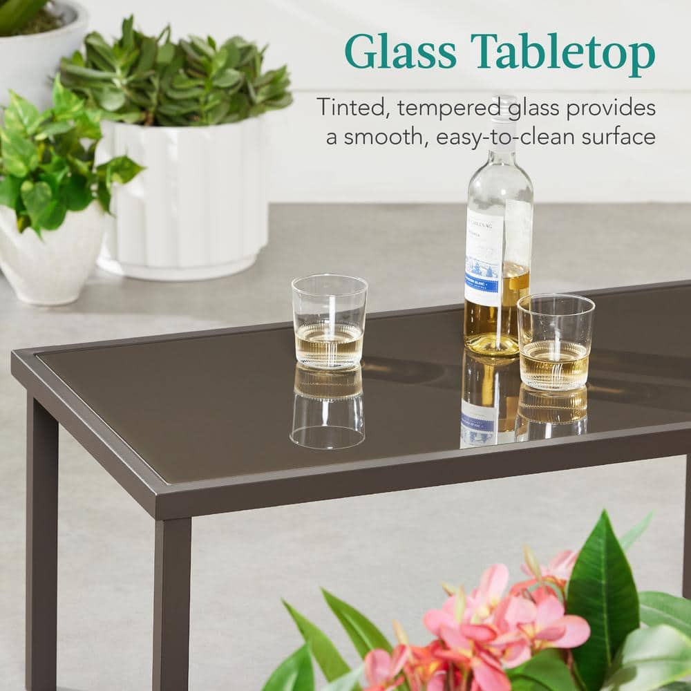 4-Piece Brown Steel Patio Conversation Set with Coffee Table
