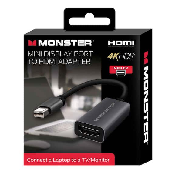 Monster 4K HDR Mini Display Port To HDMI Adapter, Portable, Plug and Play Installation