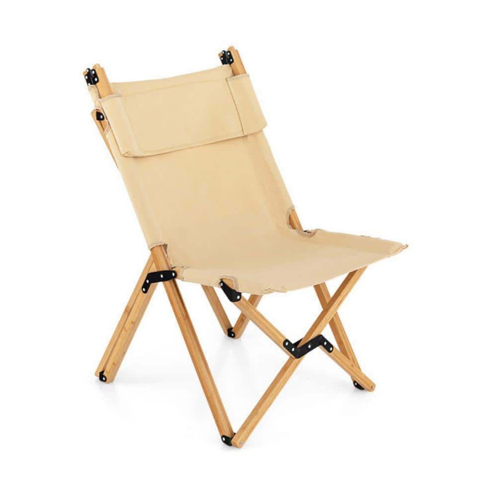 ITOPFOX Bamboo Folding Camping Chair with 2-Level Adjustable