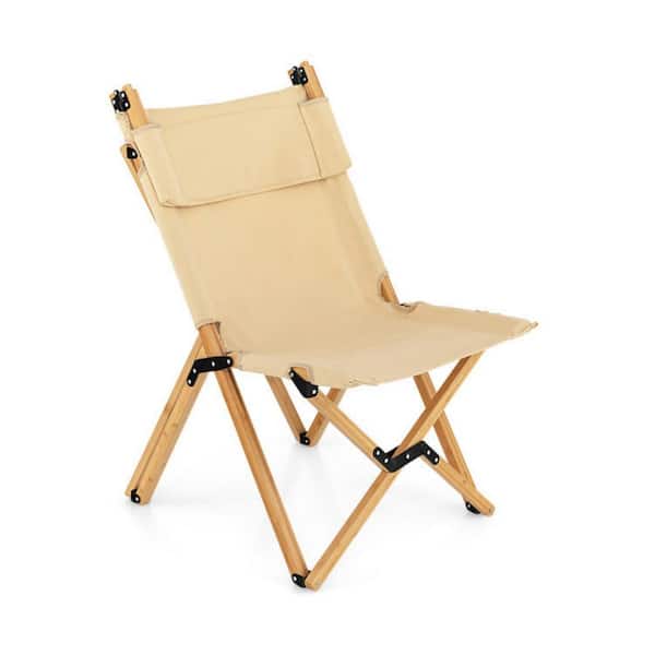 ITOPFOX Bamboo Folding Camping Chair with 2-Level Adjustable Backrest