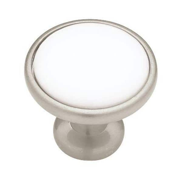 Liberty 1-1/4 in. White And Satin Nickel Cabinet Knob-DISCONTINUED