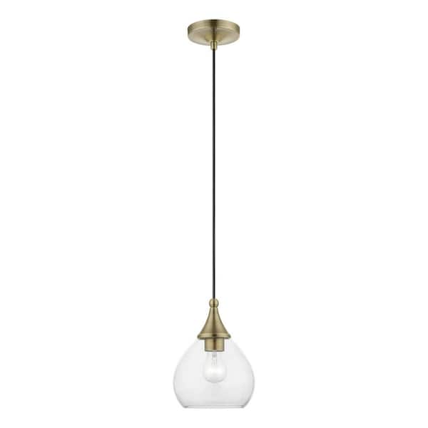 AVIANCE LIGHTING Parkhurst 1-Light Antique Brass Island Mini Pendant with Clear Glass