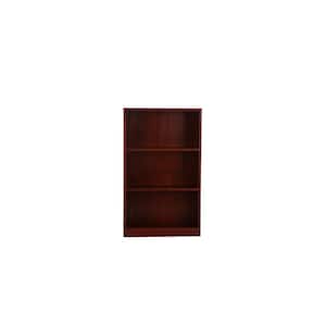 42 in. H Merlot Pine Wood 3-Shelf Bookcase