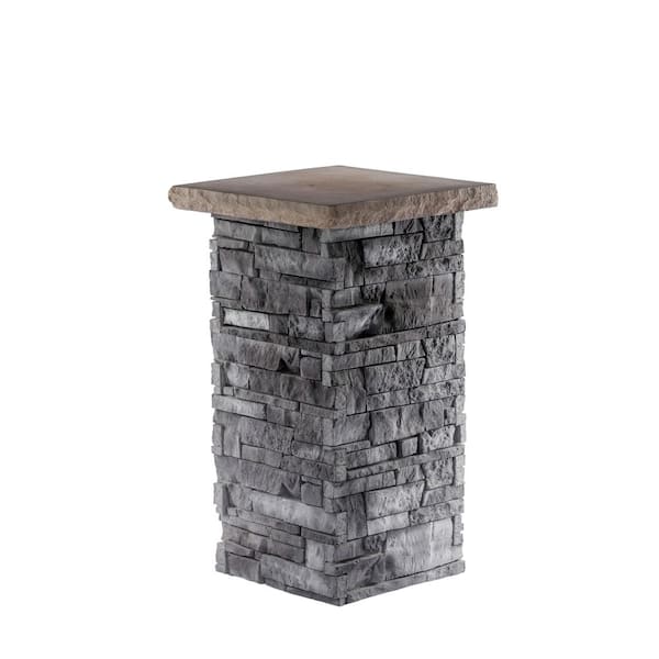 Silvermine Stone 18 in. x 48 in. Evening Gray with a Sand Flat Cap Stone Pillar Kit