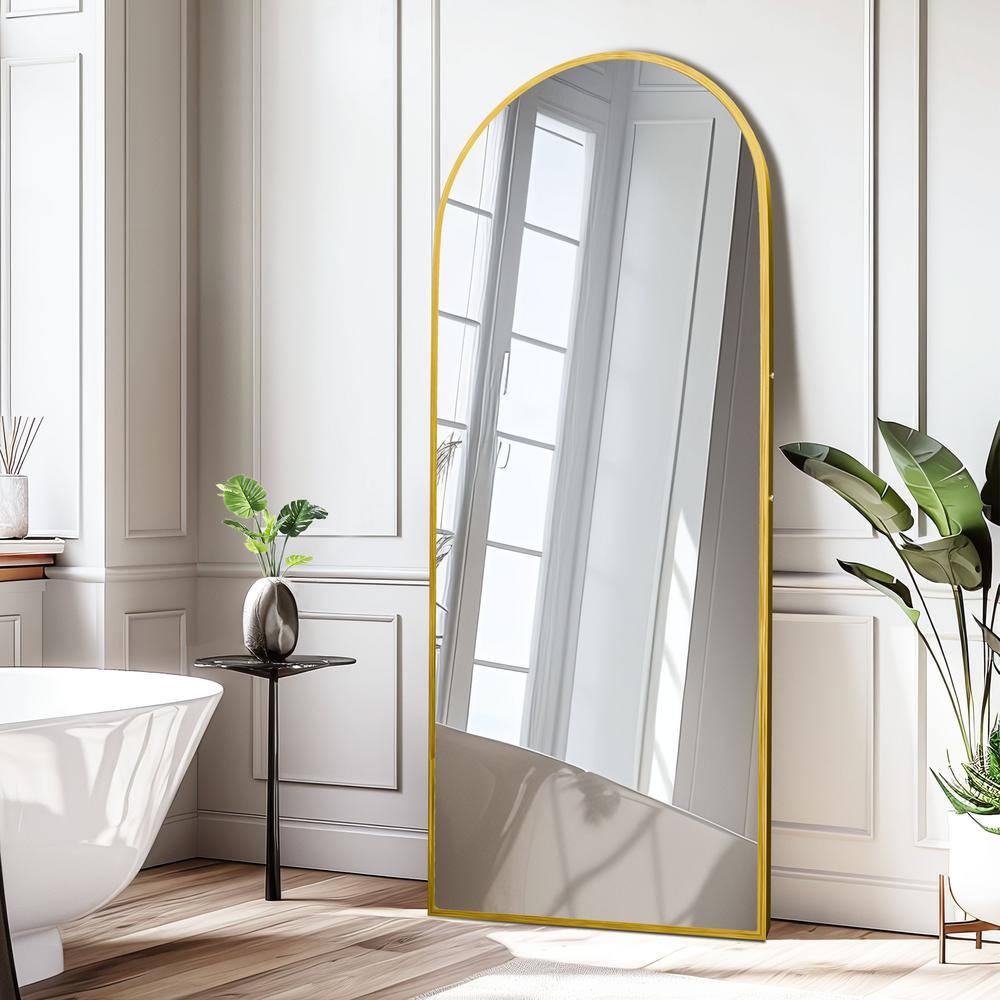 26 in. W. x 63 in. H Full Length Arched Free Standing Body Mirror, Metal Fr