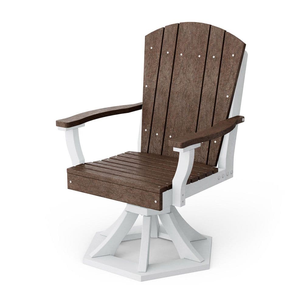 Heritage Tudor Brown and White HDPE Plastic Outdoor Swivel Dining Arm Chair price history on PriceWatchPro