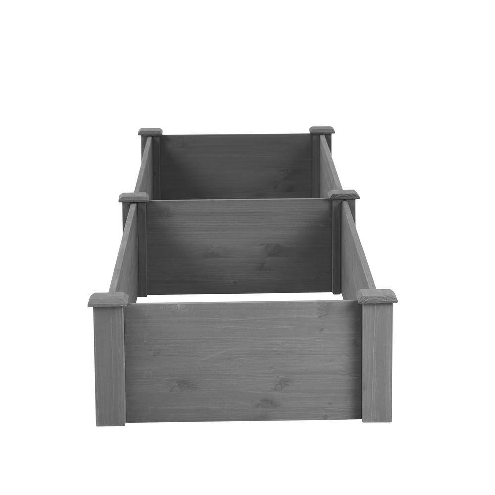 96 in. W x 28 in. D Gray Large Long Wooden Planter Box Over Ground Raised G