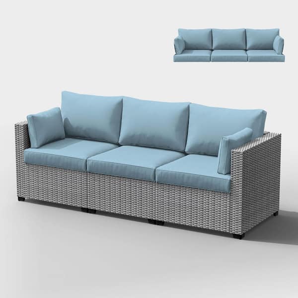 Kimunuk 25.6 in. x 23.6 in. x 4 in. (8-Piece) Deep Seating Outdoor Lounge Chair Sofa Cushion with Lumber Pillow Cushion Sky Blue