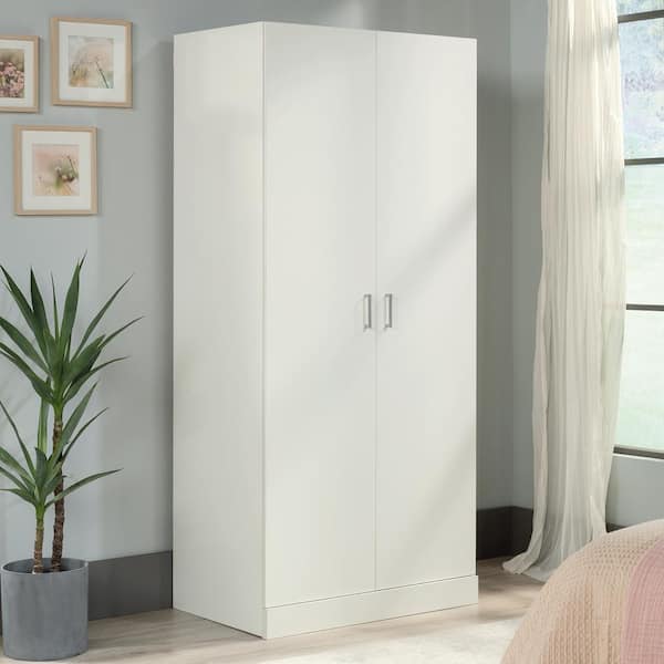 SAUDER Beginnings White 32.677 in. Wardrobe with Garment Rod and Adjustable Shelves 433931