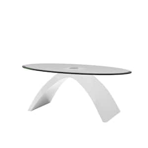 Glennda 48 in. Clear/White Large Oval Glass Coffee Table