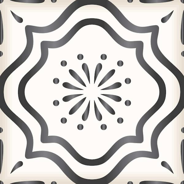 MI ALMA 8 in. x 8 in. Black and Off-White B507 Vinyl Peel and Stick Tile (24 Tiles, 10.67 sq. ft./pack)