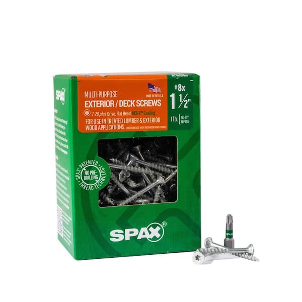 SPAX #8 x 1-1/2 in. Exterior Flat Head Deck Wood Screws Construction Torx T-Star Plus (195 Each) 1 LB Bit Included