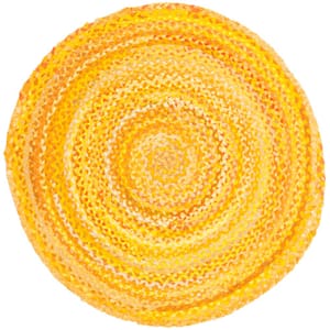 Braided Gold Doormat 3 ft. x 3 ft. Round Solid Area Rug