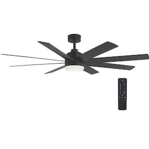 Celene II 62 in. Indoor/Outdoor Matte Black DC Motor Ceiling Fan with Adjustable White Integrated LED w/ Remote Included