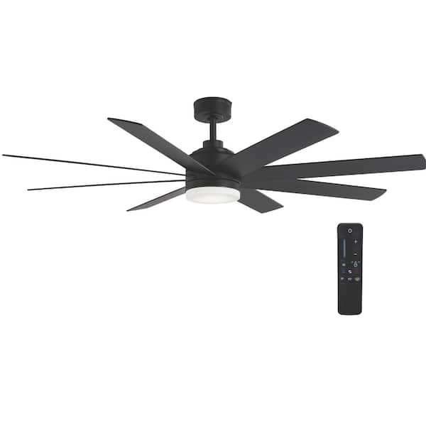 Home Decorators Collection Celene II 62 in. Indoor/Outdoor Matte Black DC Motor Ceiling Fan with Adjustable White Integrated LED w/ Remote Included