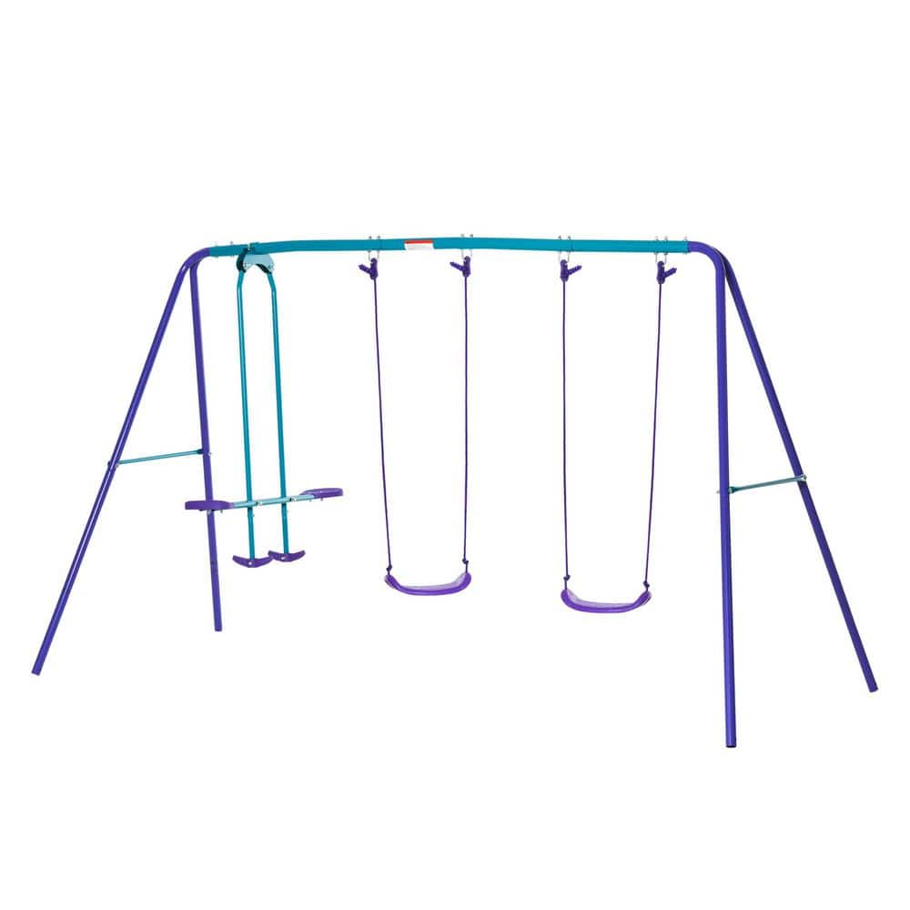Outdoor Heavy Duty A-Frame Metal Swing Set with Glider, 2 Swing Seats and Adjustable Height for Playground, Backyard price history on PriceWatchPro
