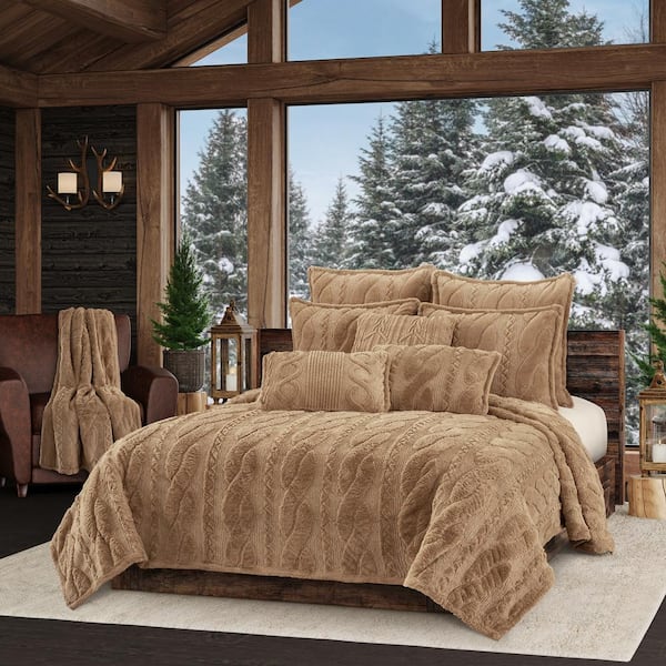 Unbranded Caress Gold Polyester Full/Queen 3Pc. Quilt Set