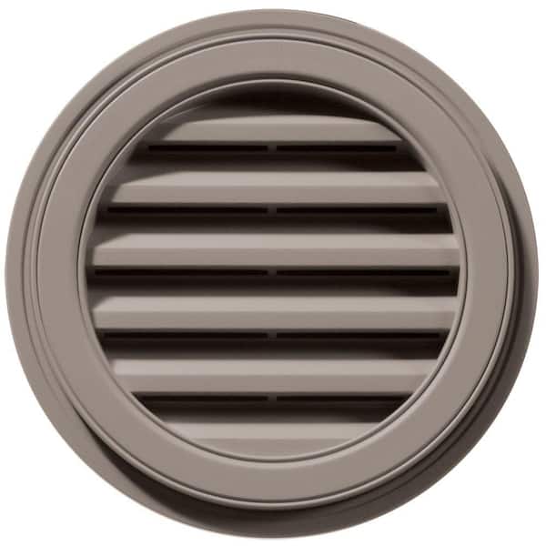 Builders Edge 18 in. x 18 in. Round Brown/Tan Plastic Built-in Screen Gable Louver Vent