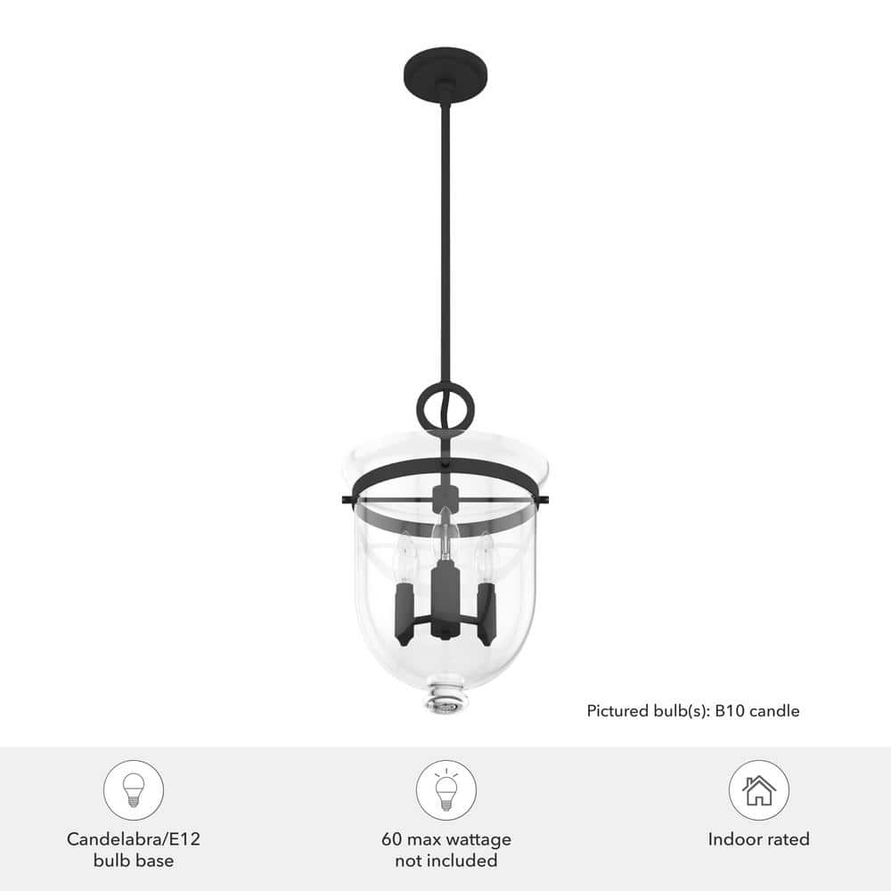 Black Glass 18" LED Pendant Light