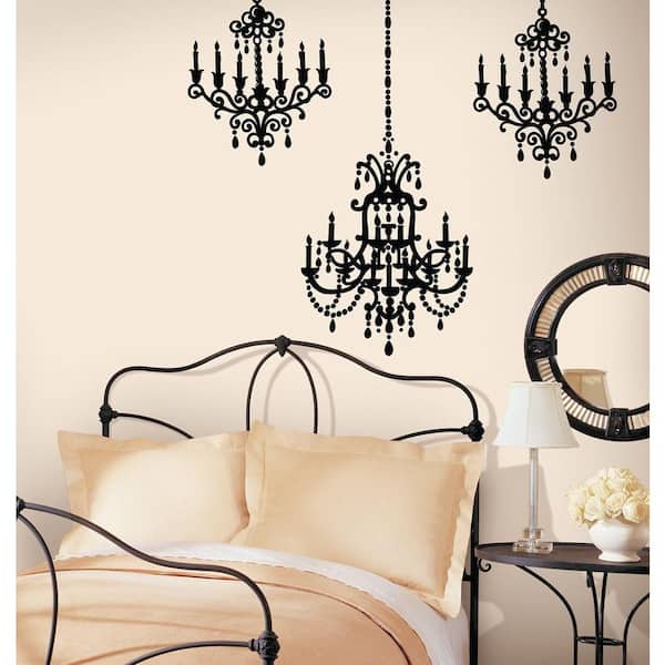 Snap 39.75 in. x 17.125 in. Black Chandelier Wall Decal