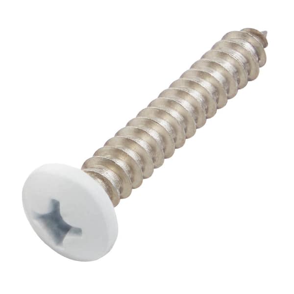 #8 x 1 in. White Stainless Steel Phillips Pan Head Standard Sheet Metal Screw (10-Pack)
