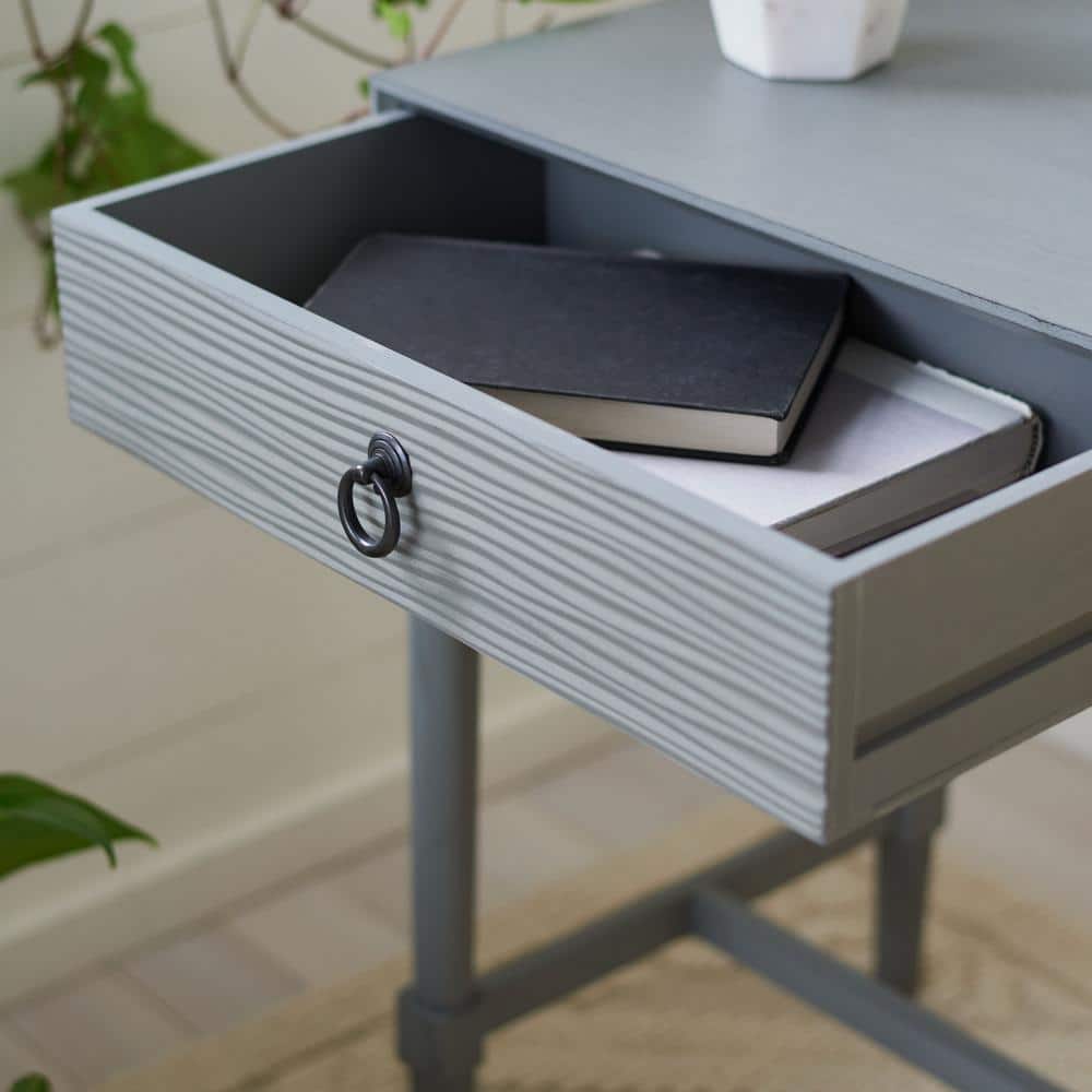 Distressed Gray Wood and Metal Accent Table with Storage
