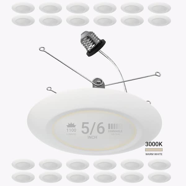 NuWatt 5/6 in. 3000K Warm White Remodel 15-Watt Retrofit Disk Light E26 Base Integrated LED Recessed Lighting Kit (24-Pack)