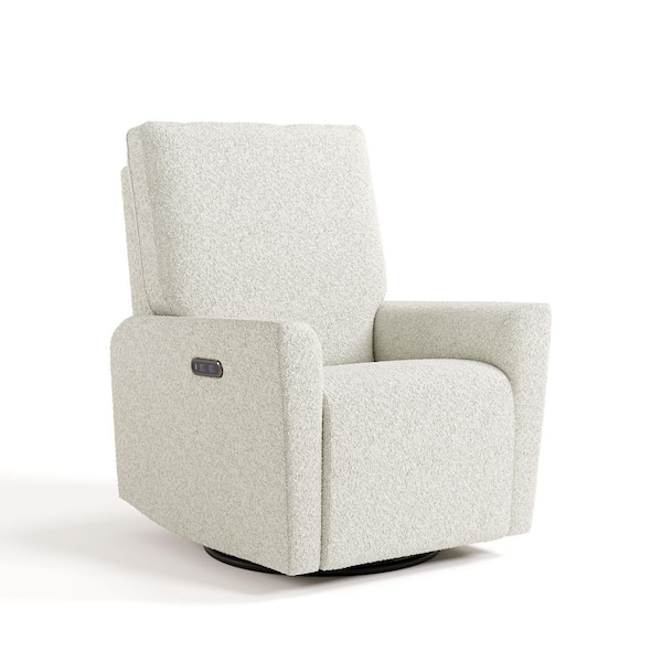 Santorini Ivory Boucle Power Recliner Swivel Glider with USB