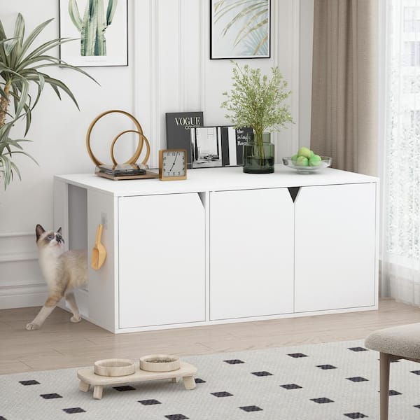 FUFU&GAGA X-Large Wooden Litter Box Furniture, Modern Cat Litter