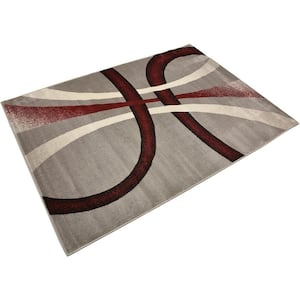 Comfy Stripes Geometric Gray 5 ft. x 7 ft. Classic Braided Vintage Contemporary Polypropylene Rectangular Area Rug