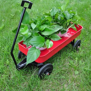 1.2 cu. ft. Steel Garden Cart Cargo Wagon in Red