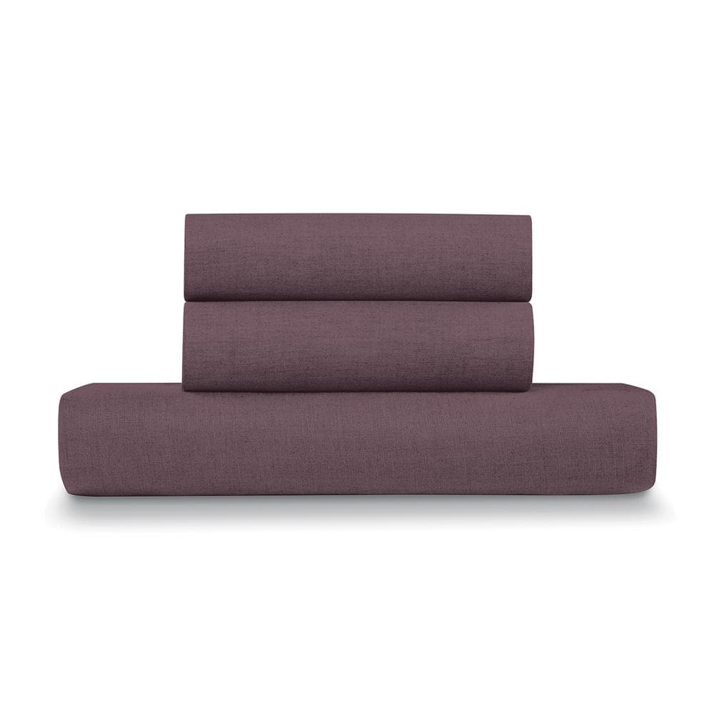 Plum Linen Cotton King/Cal King 3-piece Duvet Cover Set