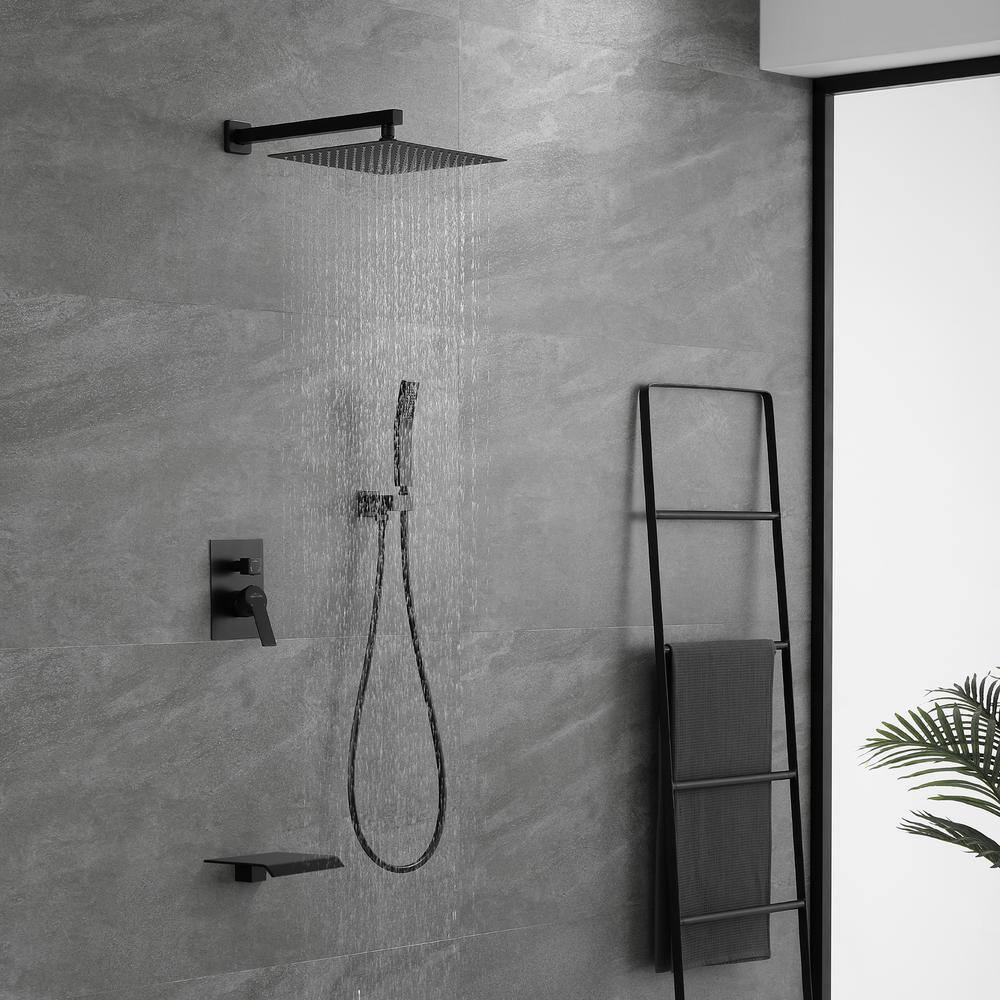 Matte Black Wall-Mounted Multi-Head Shower System with Handheld