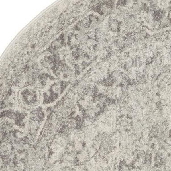 8 ft. Round White Medallion Washable Area Rug