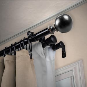 13/16" Dia Adjustable 66" to 120" Triple Curtain Rod in Black with Stevie Finials