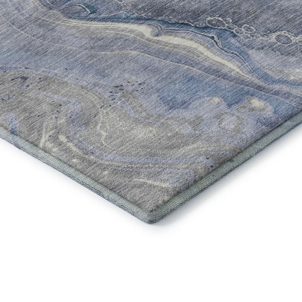 Mayfield Premium Machine Washable Abstract AMF1681 Denim 2 ft. 3 in. x 7 ft. 6 in. Runner Rug