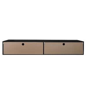 71 in. Wood Black Wall Mounted Floating 80" TV Stand with LEDs Fits TV's up to 80 in. with Cable Management
