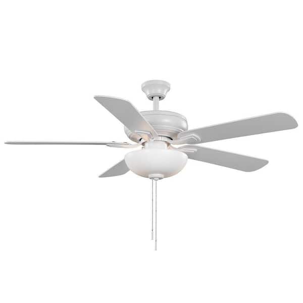 Hampton Bay Rothley II 52 in. Indoor LED Matte White Ceiling Fan with Light Kit, Reversible Motor and Reversible Blades Included