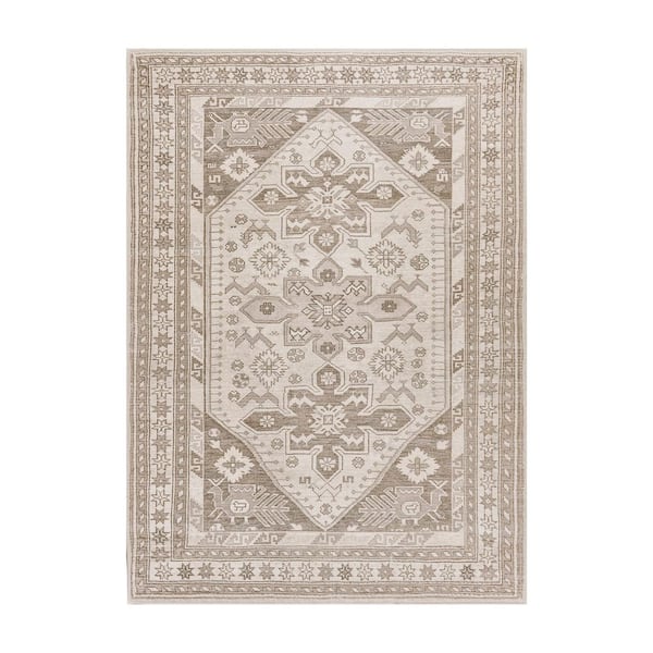 Saraz Grey Silver/Off White Washable Rug 5 ft. x 7 ft. Area Rug