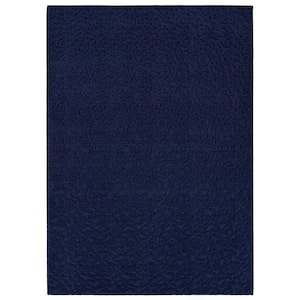 Ivy Navy 3 ft. x 5 ft. Casual Tufted Solid Color Floral Polypropylene Area Rug
