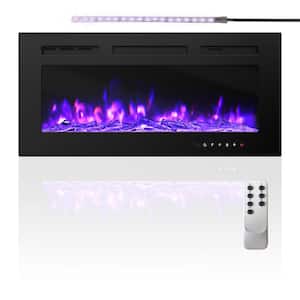 36" Ventless Electric Fireplace Insert with Remote Control and LED Strip
