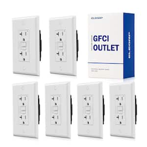 SURAIELEC 20Amp GFCI Outlet With Built-in Dusk-to-Dawn Nightlight – 6000K Cool White LED, Tamper-Resistant, ETL Listed, Screwless Wall Plate, White (2-Pack)