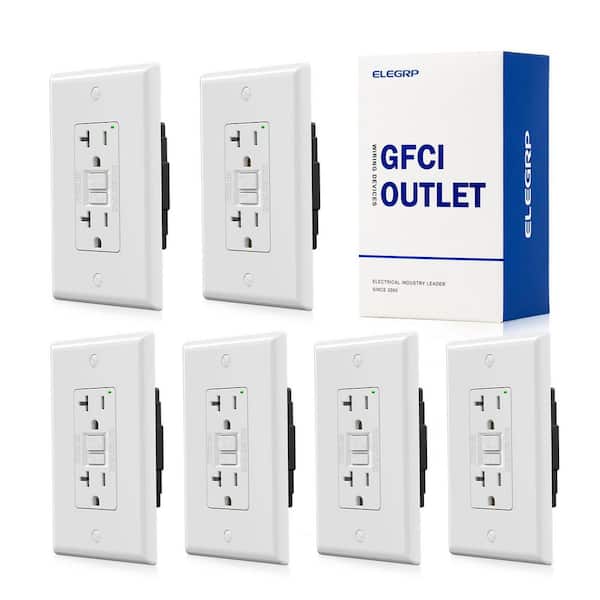 GFCI Outlet Self-Test, 20 Amp 125V NO Tamper Resistant Duplex wall outlet, with Glossy Wall Plate, UL Listed, White 6PC