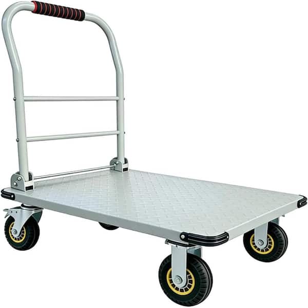 Platform Truck 1800 LBS Capacity Heavy Duty Push Hand Cart, 36x24 in Foldable Flatbed Dolly, 4 Swivel Casters, Silver