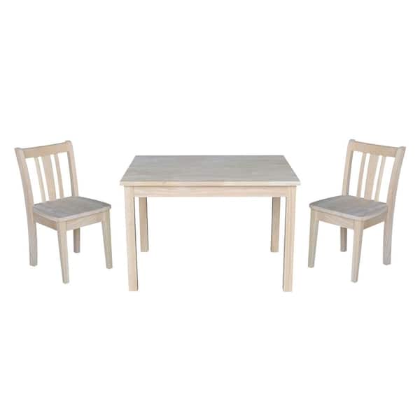 International Concepts Jorden Ready to Finish 3-Piece Kid's Table and Chair Set